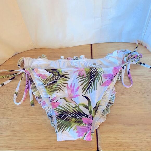 Shade & Shore String Bikini Bottoms Hawaiian Floral Print Sz Large NWOT Swim - Picture 1 of 6
